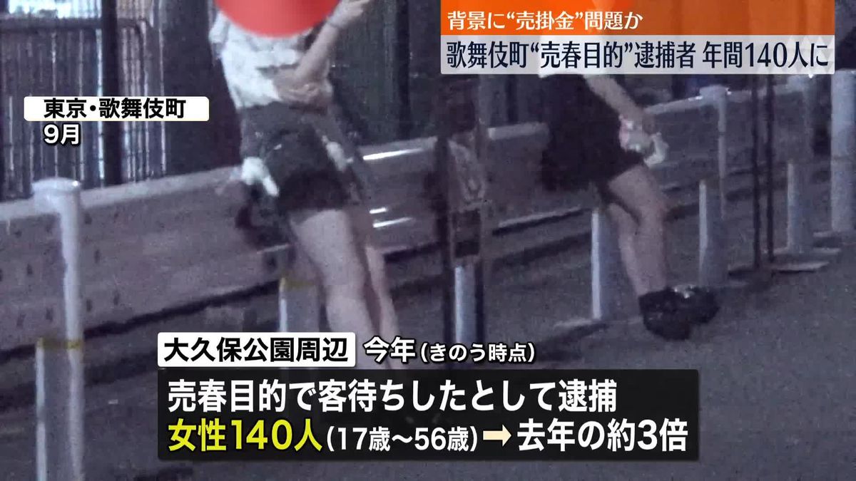 歌舞伎町・大久保公園周辺…“売春目的”逮捕者140人に　去年の約3倍