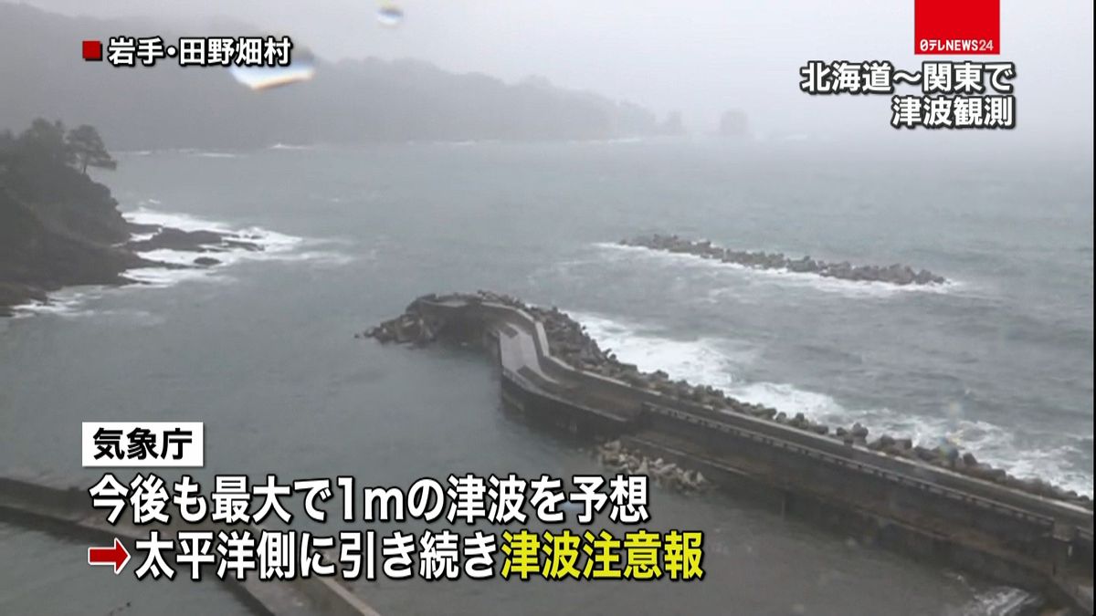 北海道～関東の太平洋沿岸に津波が到達