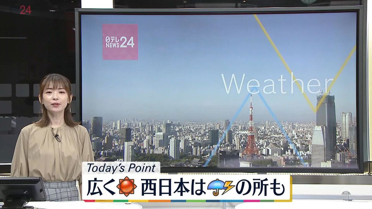 【天気】広範囲で秋晴れ…西日本は雷雨の所も