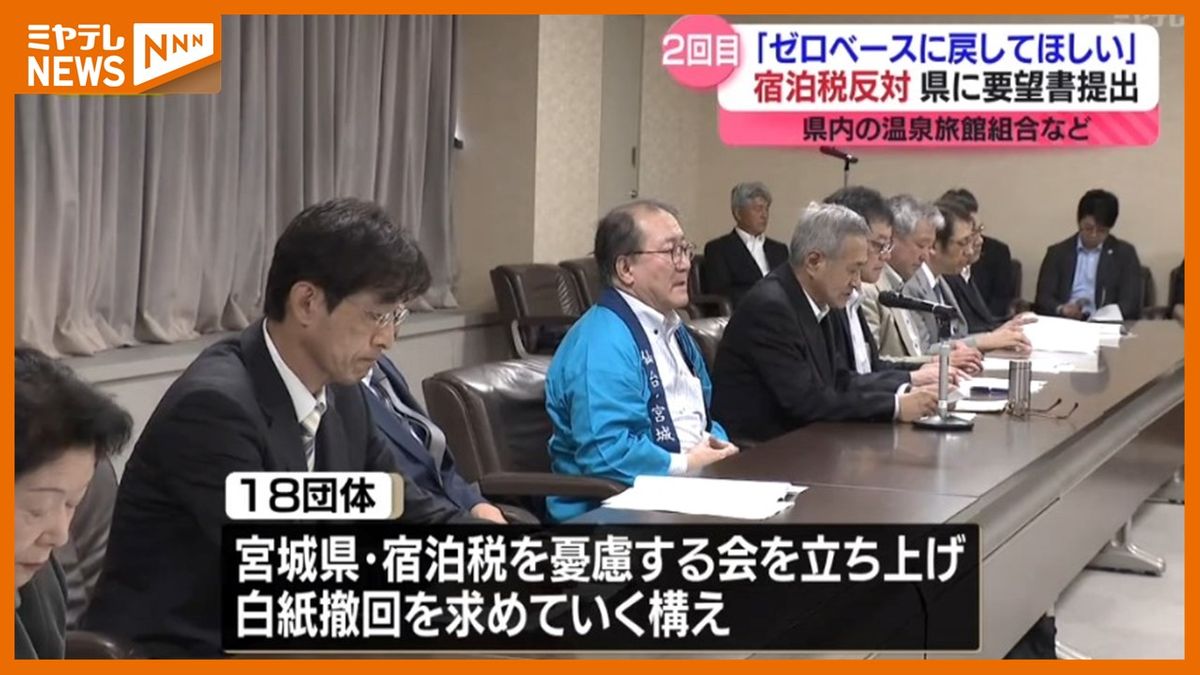 【宿泊税】温泉旅館組合など18団体　県に＜反対＞の要望書を提出　「ゼローベースに戻してほしい」（宮城）