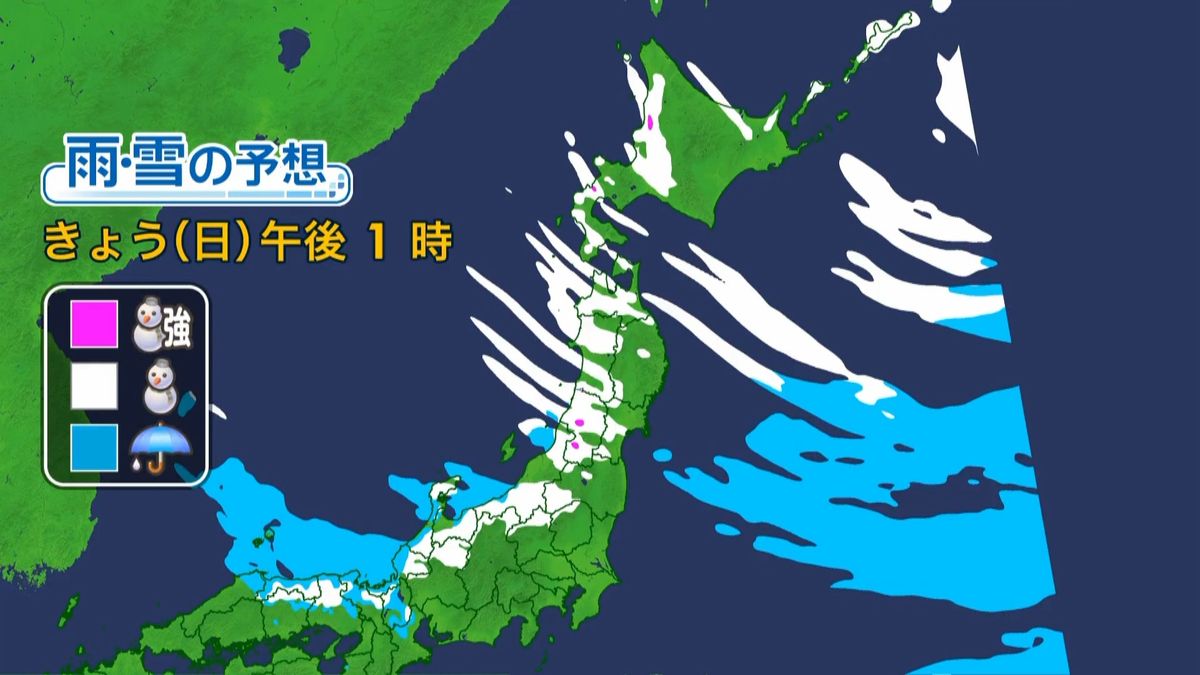 日本海側は広範囲で降雪…北日本は猛吹雪も