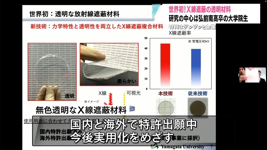 世界初のＸ線を遮蔽する無色透明な複合材料を開発！研究の中心は弘前南高校卒の大学院生