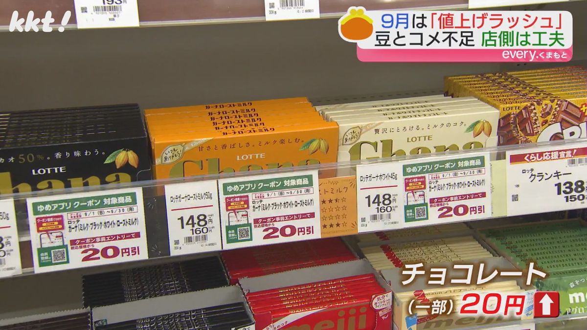 一部のチョコレート製品で20円値上げ