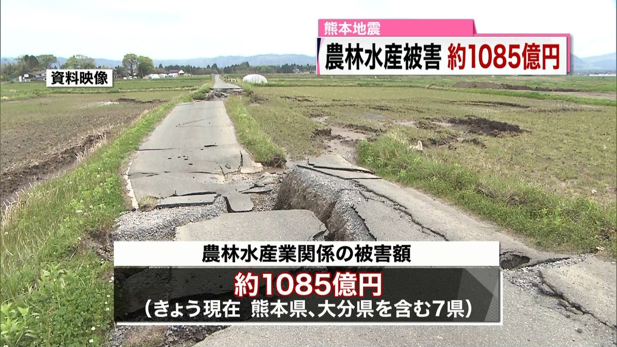熊本地震　７県の被害額が約１０８５億円に