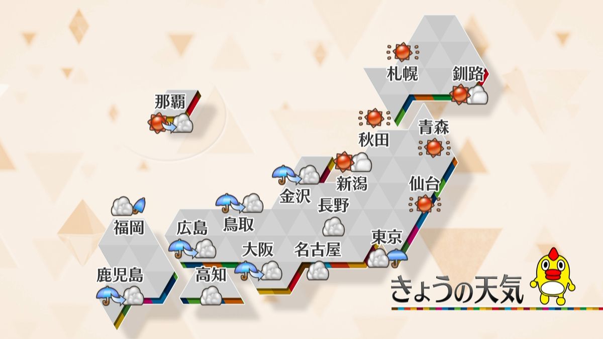 【天気】西日本や北陸は局地的な大雨に警戒　東北は日差したっぷり