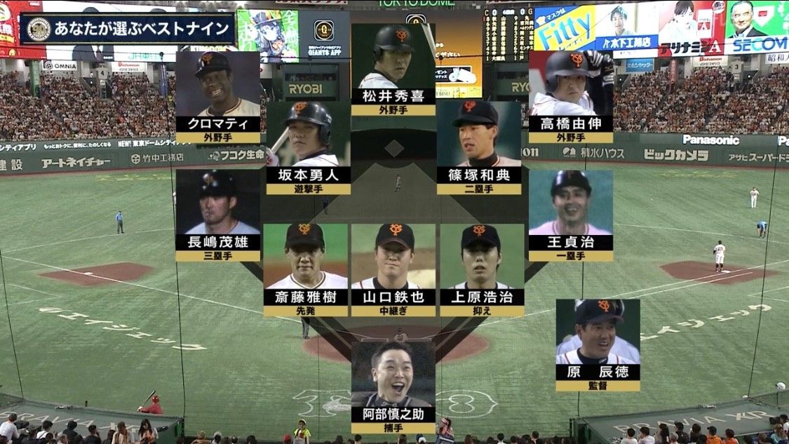 ショートは坂本勇人　キャッチャーは阿部慎之助　ファンが選んだ巨人ベストナイン