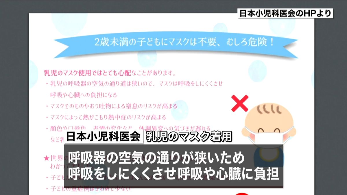 ２歳未満の子ども、マスク着用で窒息リスク