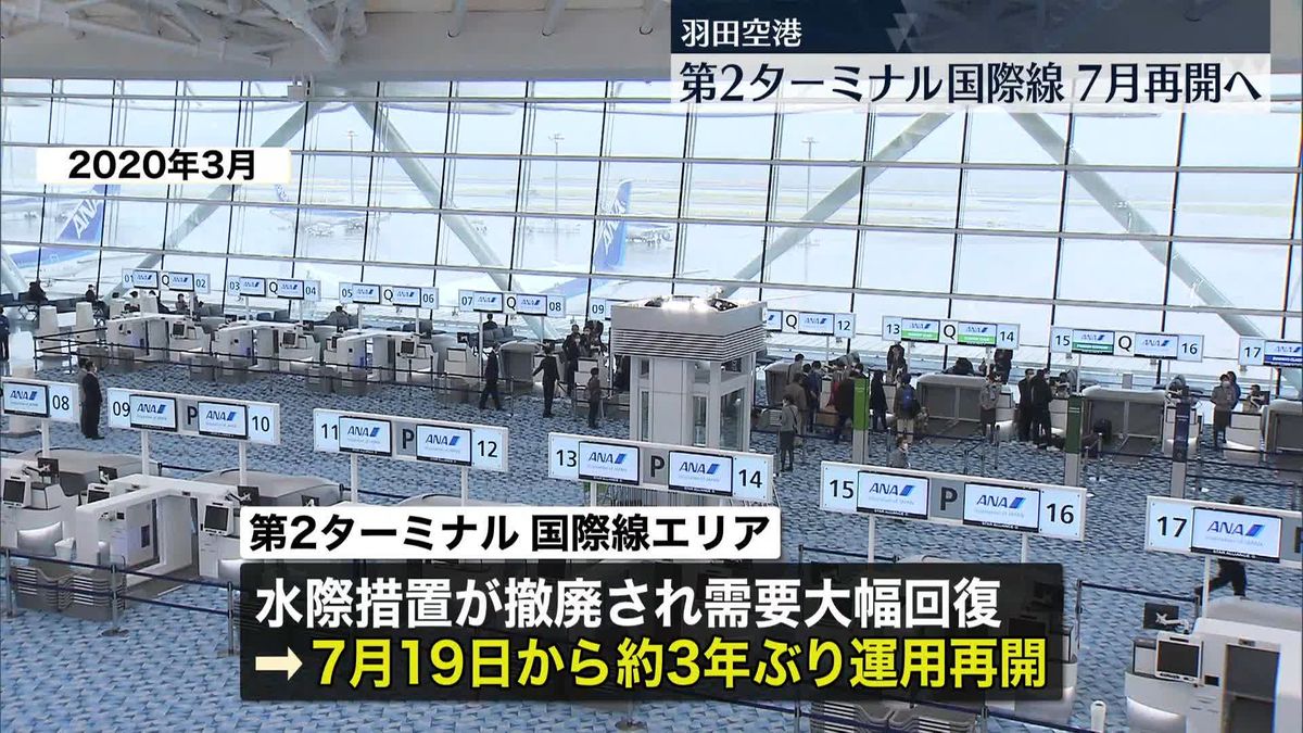 コロナで閉鎖　羽田第2ターミナル国際線エリア　7月再開へ