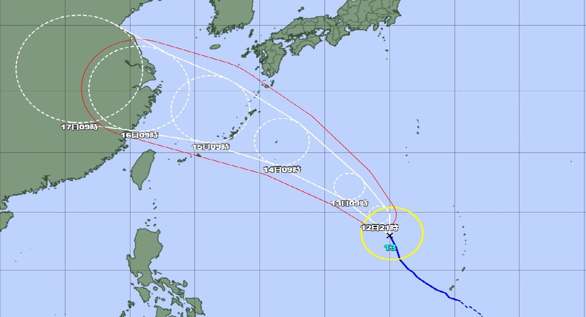 【台風13号】14日から15日頃にかけて強い勢力で南西諸島に接近のおそれ　県内への直接的な影響はない見込みも　気圧の谷の影響などでくもりや雨に　《新潟》