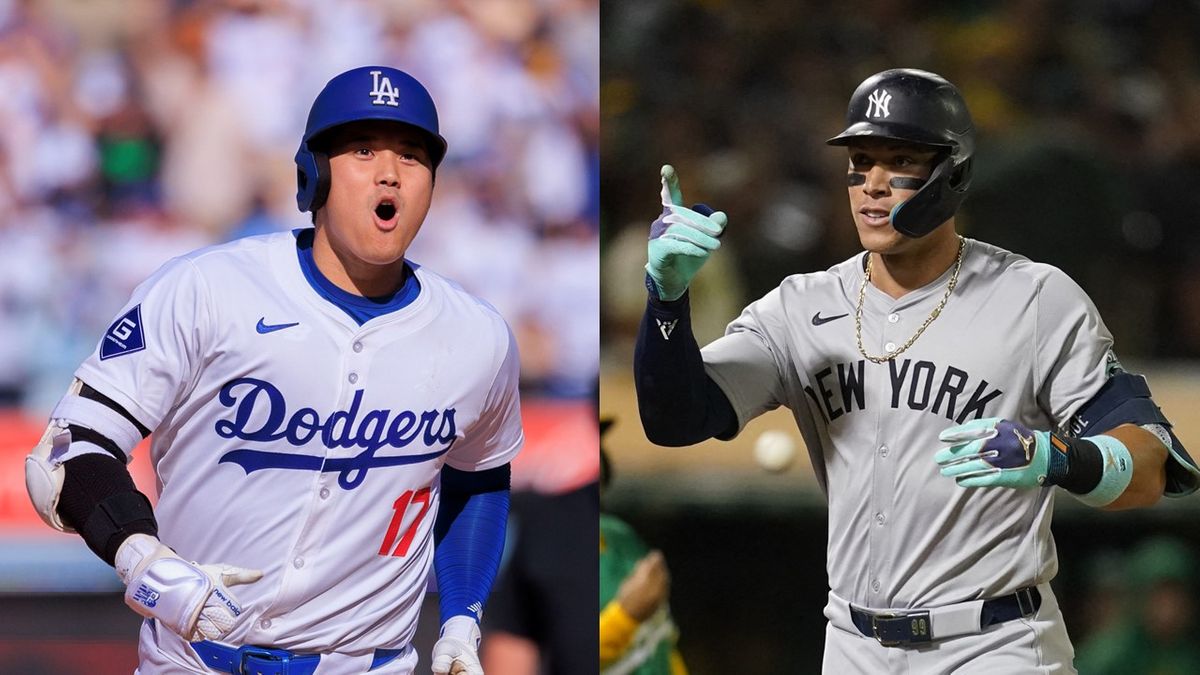 ドジャースの大谷翔平選手(写真：アフロ)とヤンキースのアーロン･ジャッジ選手(写真：USA TODAY Sports/ロイター/アフロ)