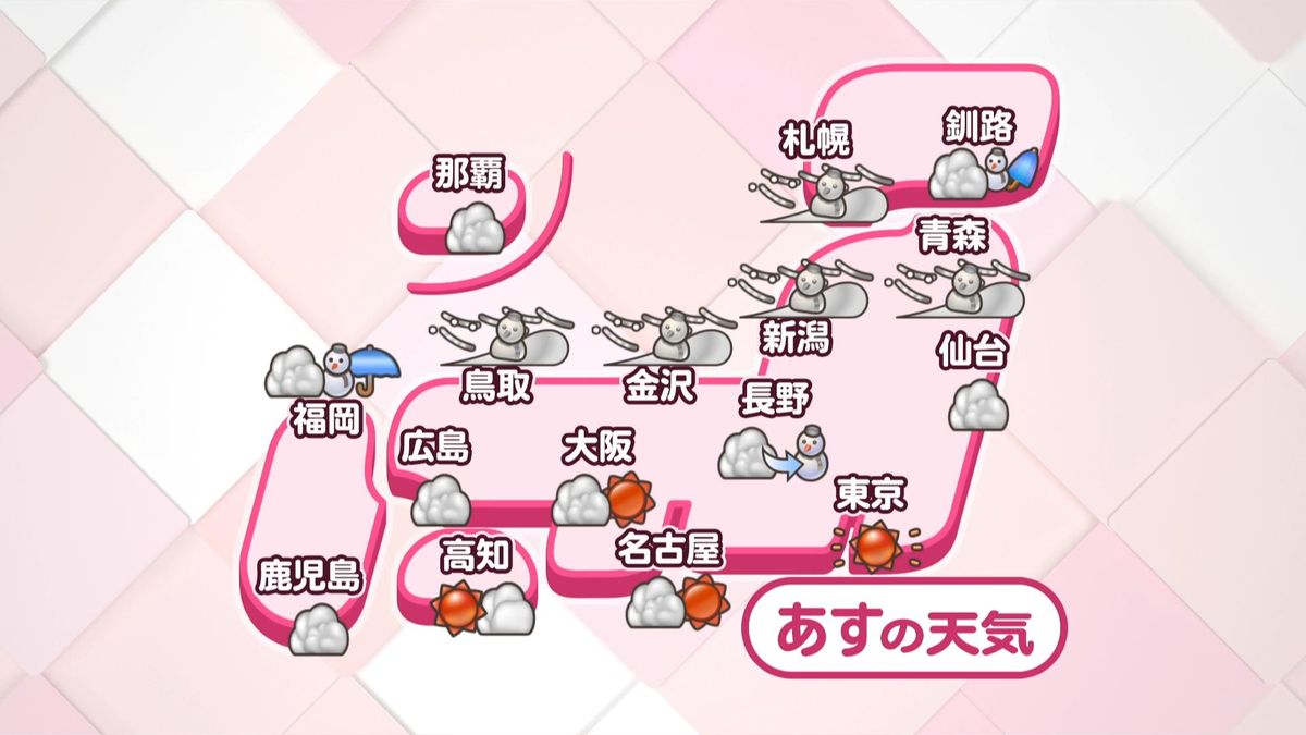 【全国あすの天気】各地で一気に冬の寒さ　西～北日本・日本海側では広範囲で雪に