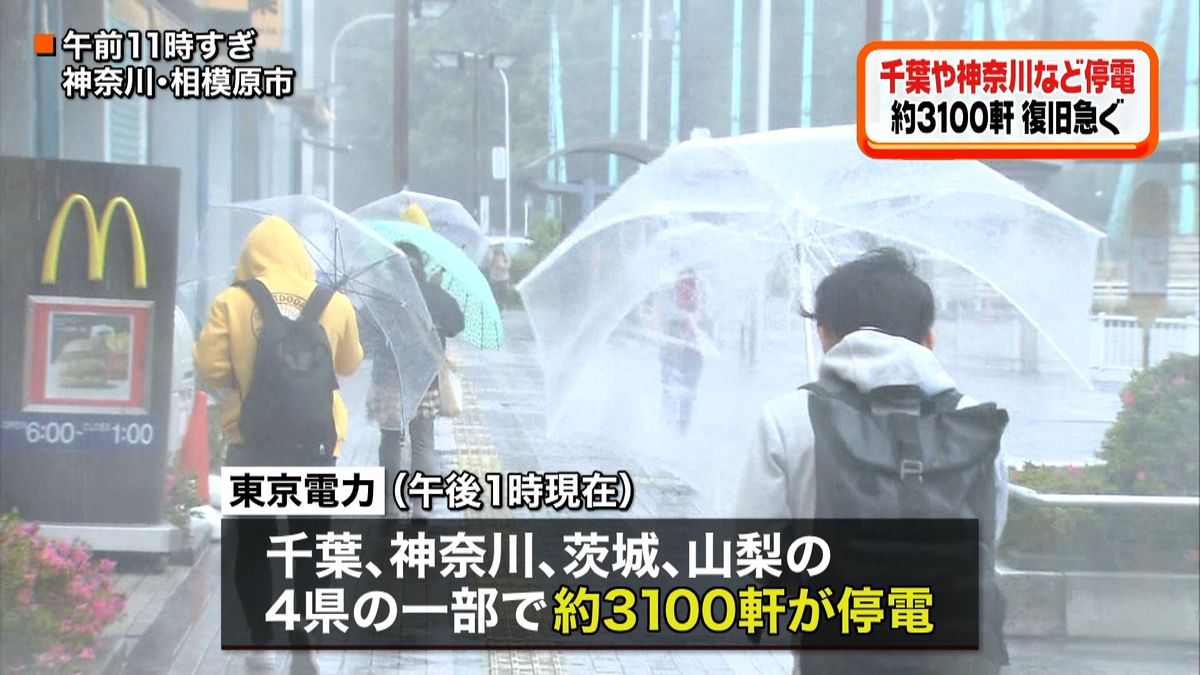 記録的大雨　首都圏４県で３１００軒が停電