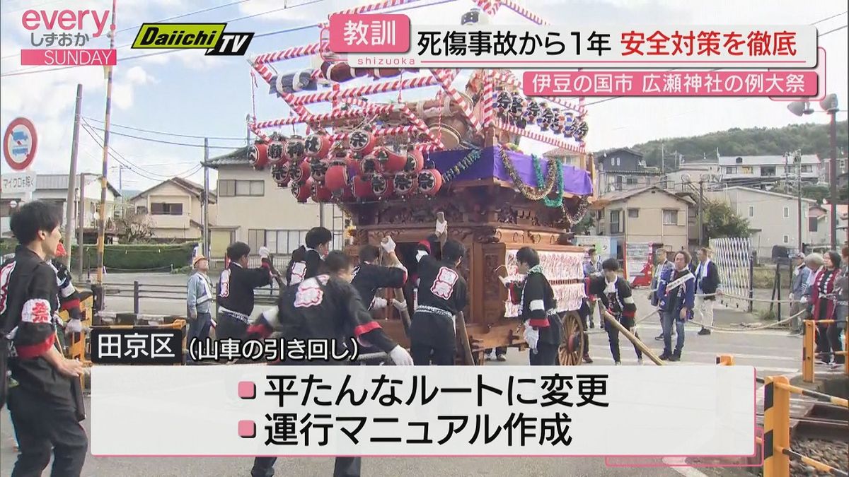 山車横転死傷事故を教訓に　広瀬神社の例大祭　安全対策を講じて運行（静岡・伊豆の国市）