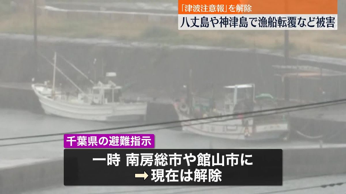 津波注意報の解除　南房総市と館山市の一部地域の避難指示解除　東海汽船、一部の便の運航を再開