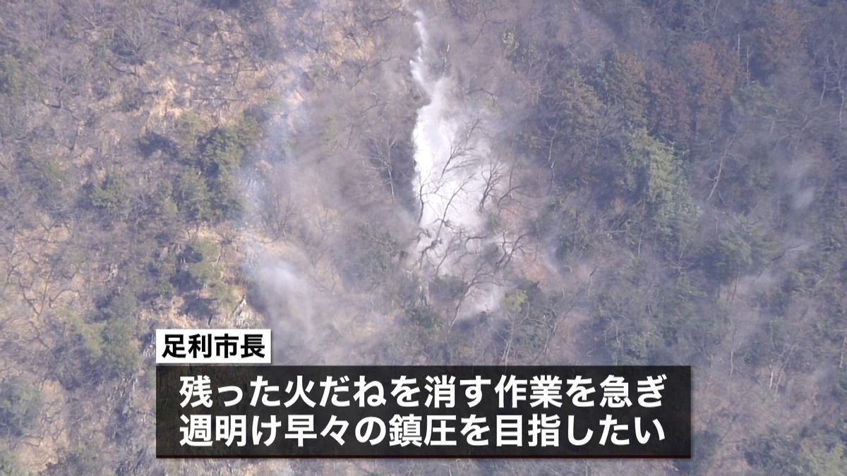 足利市の山火事　週明け早々の鎮圧目指す