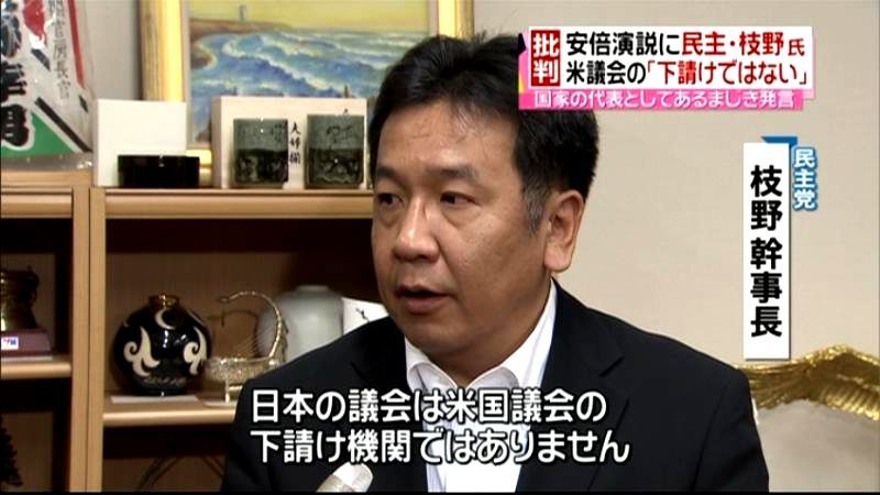 枝野氏「日本議会は米議会の下請けでない」