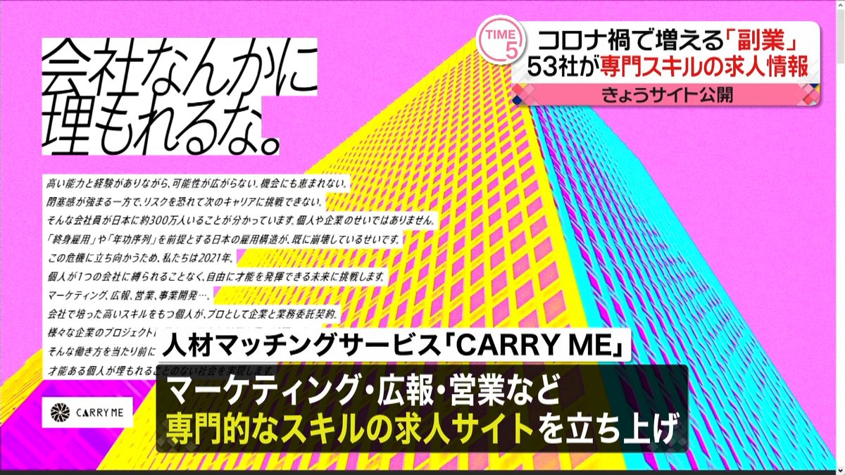 増える「副業」５３社が専門スキル求人情報