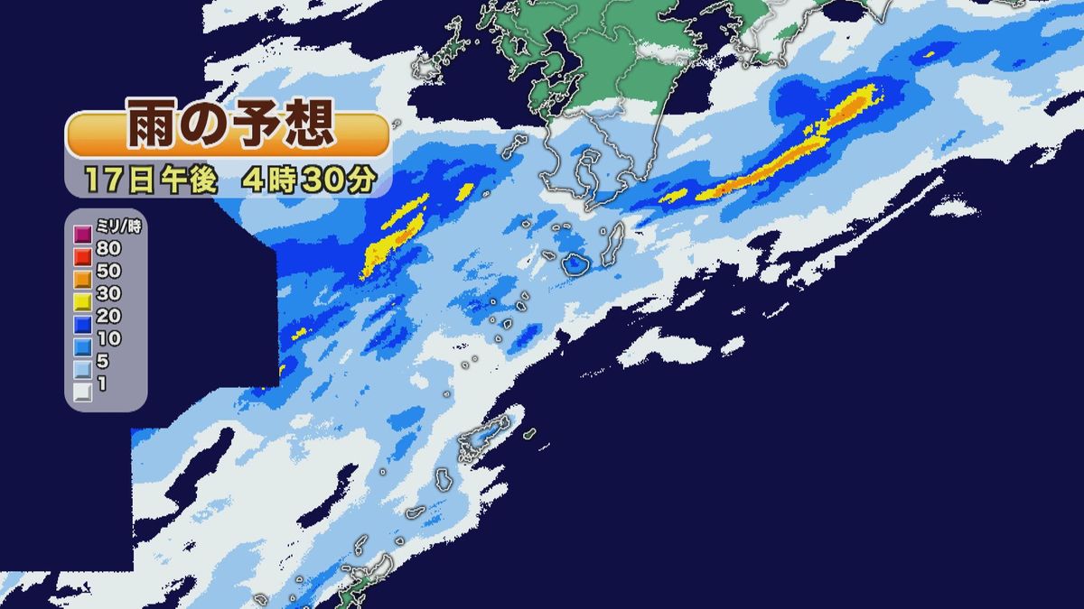 17日夜から18日午前中　鹿児島県(奄美地方除く)､宮崎県　線状降水帯発生可能性