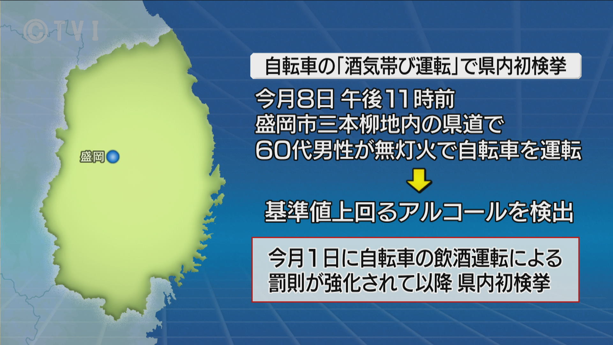 自転車の酒気帯び運転の疑いで男女2人が検挙　道交法改正後　県内で初　