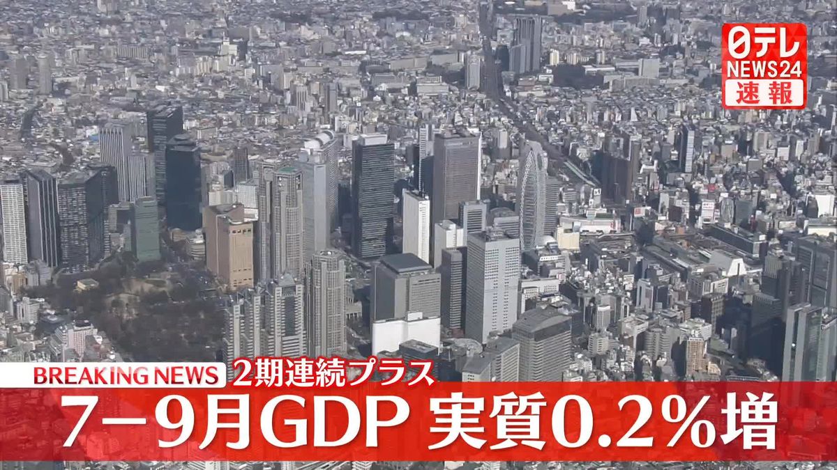 7-9月GDP　実質0.9％増（年率）　2期連続プラス