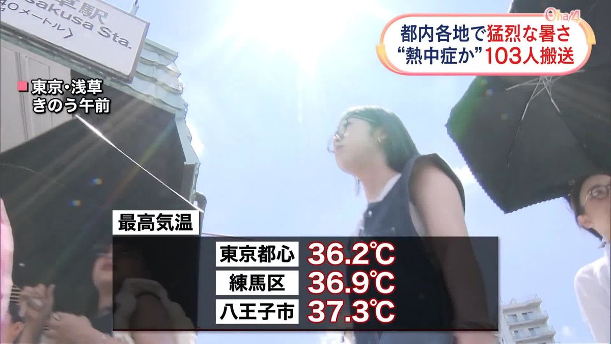 東京都内各地で猛烈な暑さ　熱中症で103人搬送