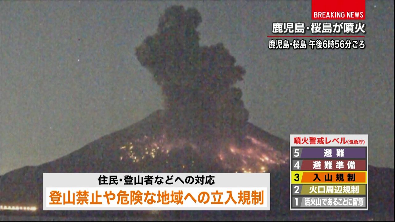 桜島噴火　政府が情報連絡室設置