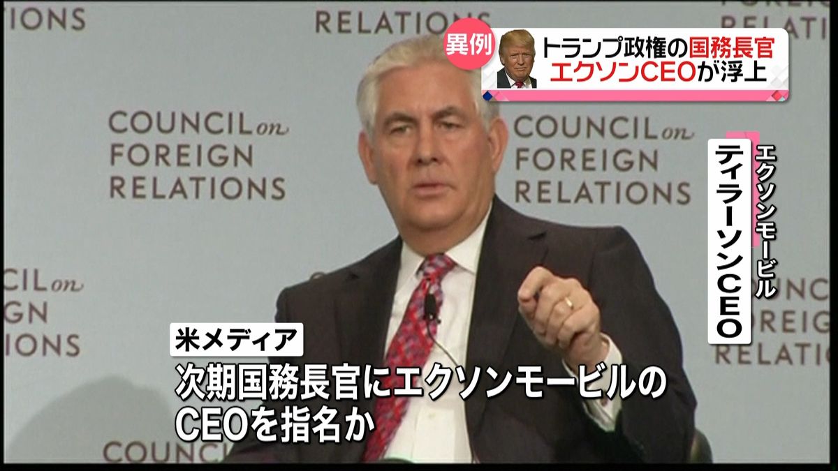 米国務長官にエクソンＣＥＯ浮上