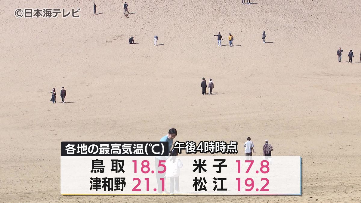 ”砂丘日和”山陰各地で暖かい1日に　最高気温20℃を超えるところも　鳥取県・島根県　　