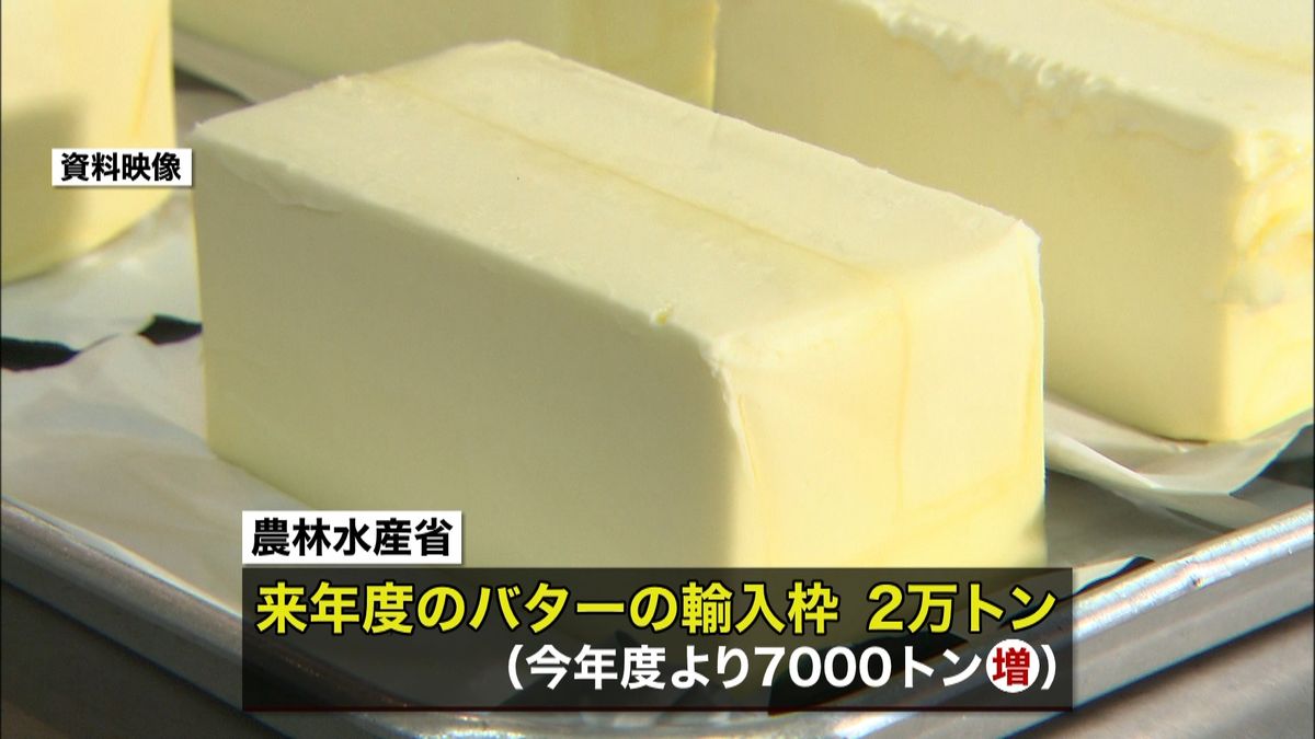 バター輸入枠　来年度は５０％以上ＵＰへ