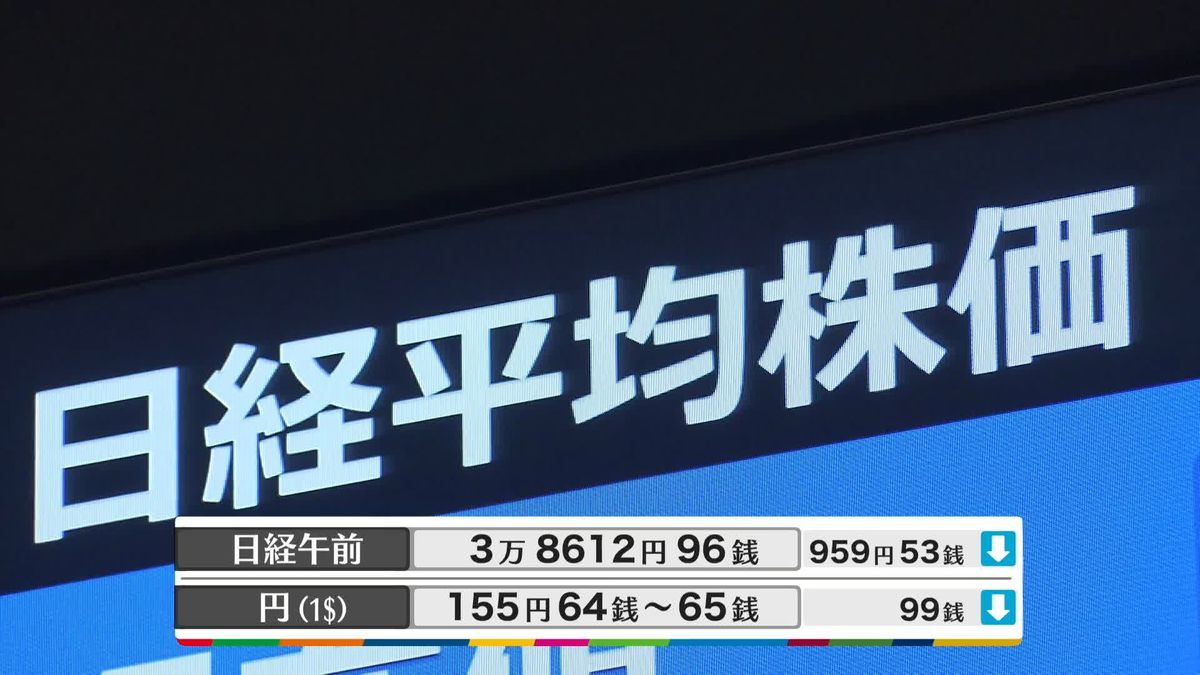 日経平均3万8612円96銭　午前終値