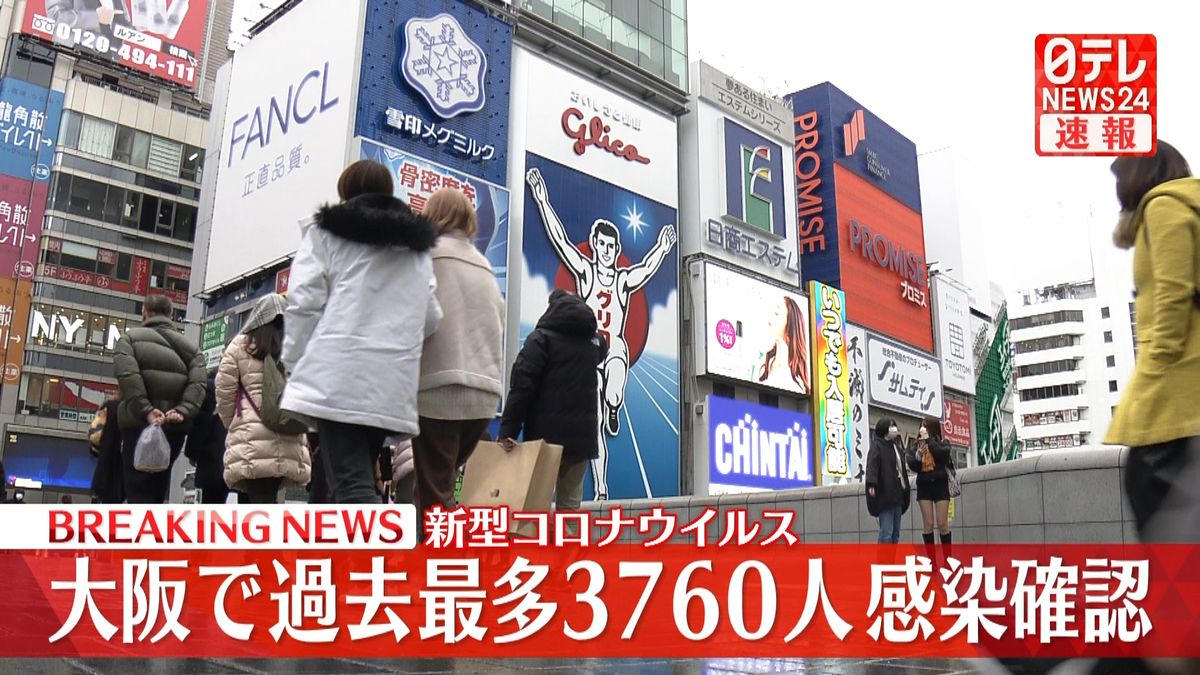 大阪の感染者３７６０人　過去最多を更新