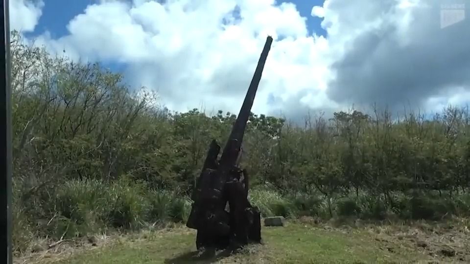 硫黄島に残された旧日本軍の高射砲