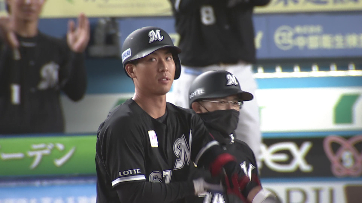 タイムリーのロッテ茶谷健太選手