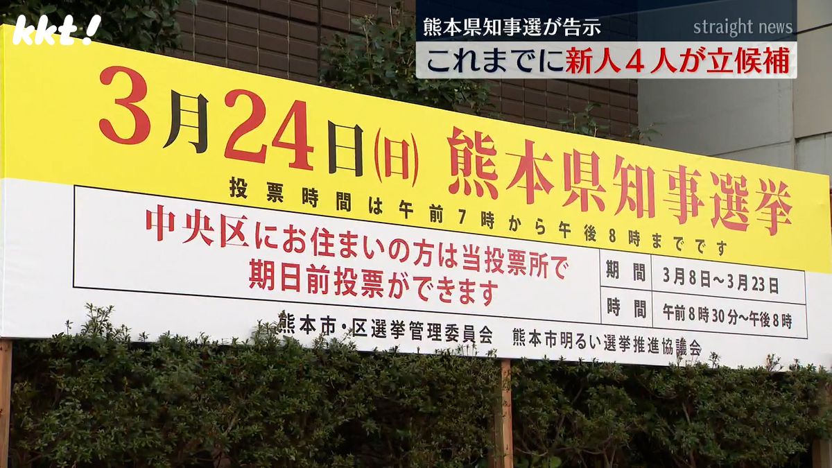 熊本県知事選告示 これまでに4人が立候補 4期16年の蒲島県政評価などが争点