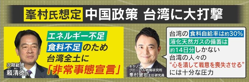 封鎖された台湾 エネルギー不足・食料不足で「非常事態宣言」