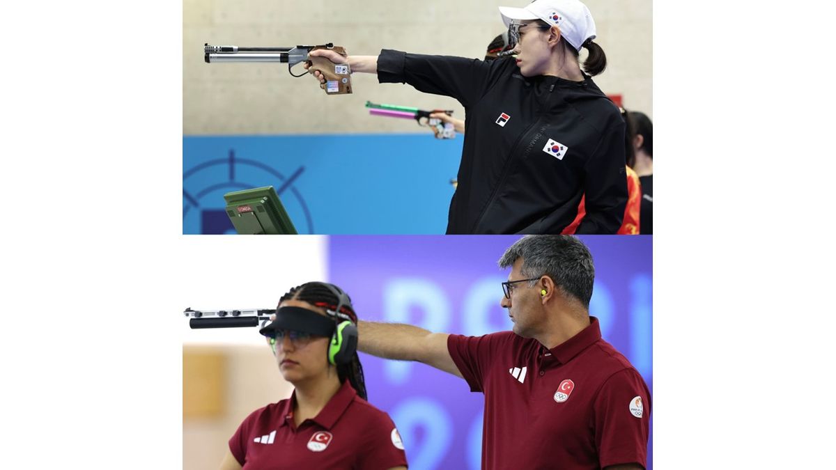 パリオリンピックの射撃の選手(写真：新華社/アフロ)