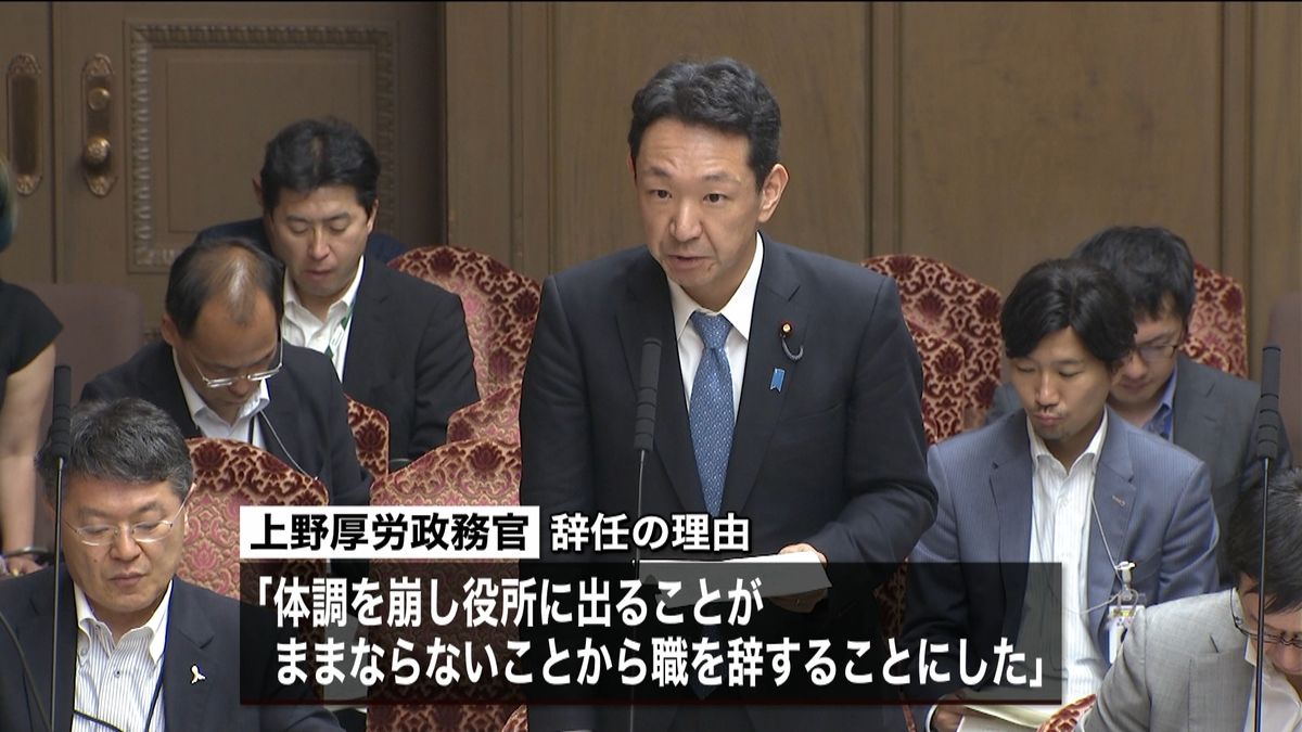 上野政務官辞任“処罰法に触れる事実ない”