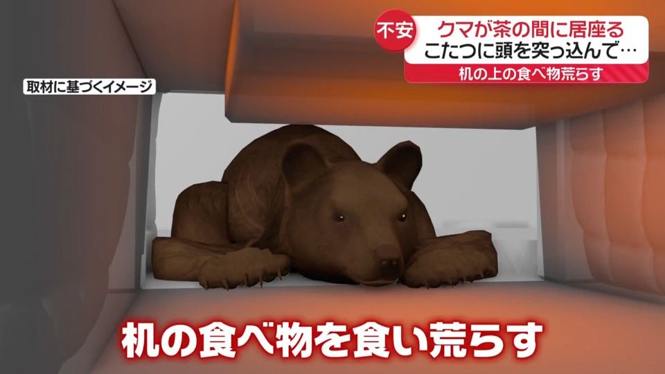 クマがこたつに頭を突っ込み…茶の間に居座る　雪の時期に冬眠しない理由は？