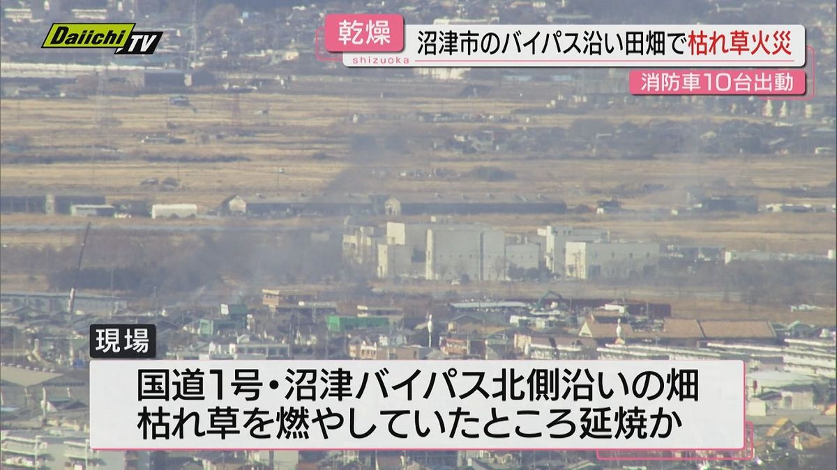 沼津市で畑を約4万㎡焼く火事　県西部除き乾燥注意報を発表中　火の取り扱い注意（静岡・沼津市）