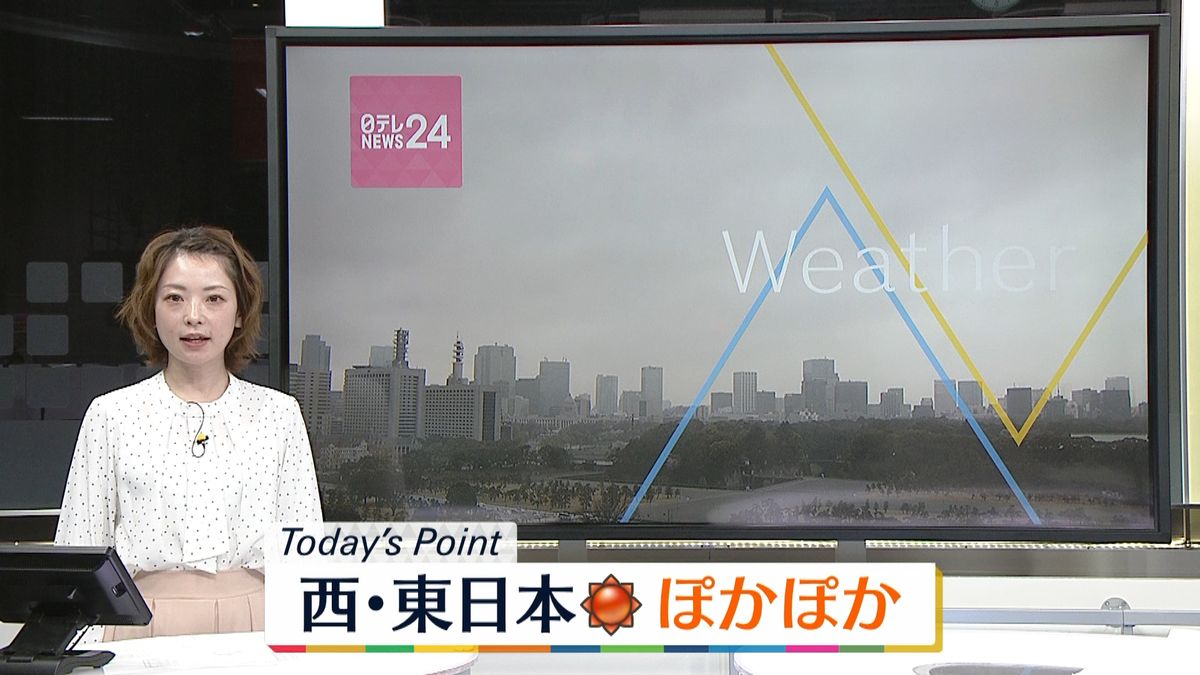 【天気】西～東日本は広く晴れ　花粉に注意