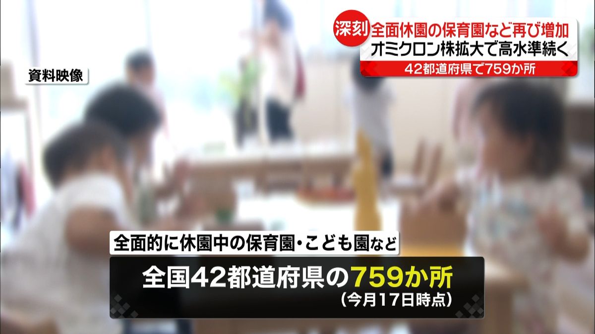 保育園などの休園再び増加、全国で759か所に