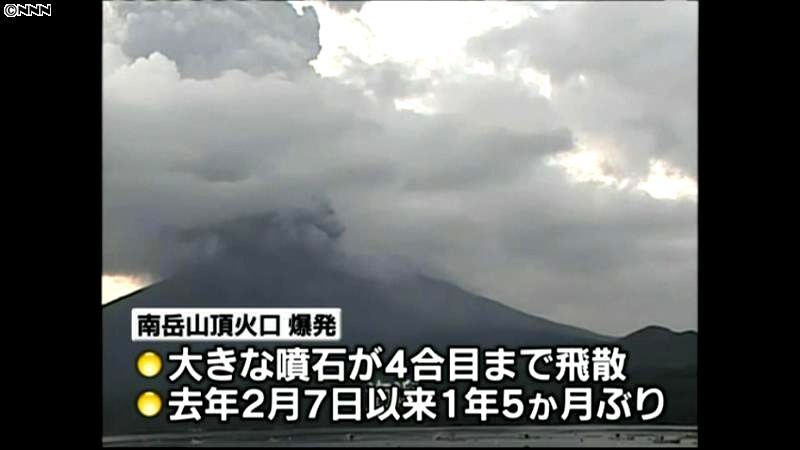 桜島・南岳が１年５か月ぶりに爆発
