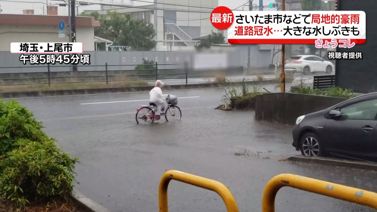 歩道冠水も…埼玉県の各地で突然の“豪雨”　関東はあす朝にかけ注意を