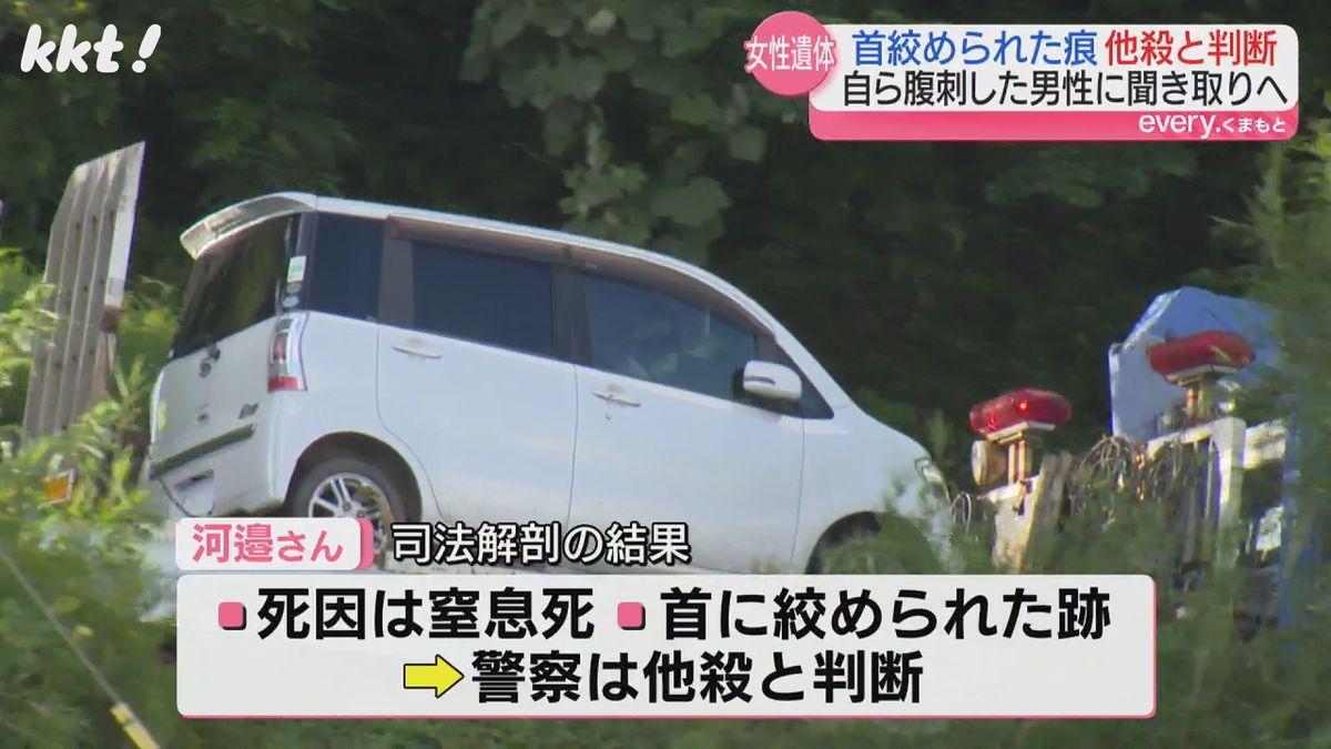 遺体が発見された車(2日･熊本市北区植木町)