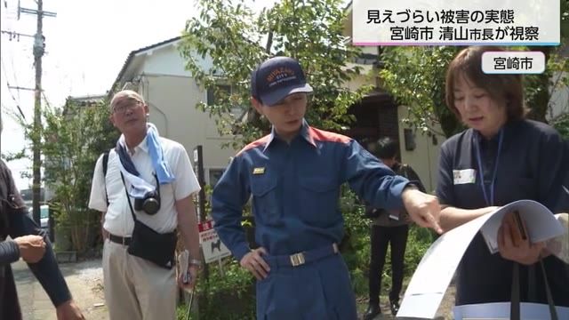 台風１０号による突風被害　宮崎市の清山市長　太田自治公民館周辺を視察