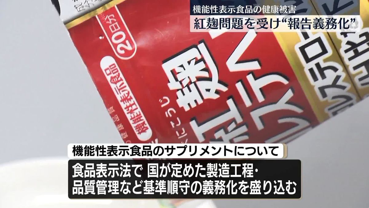 紅麹問題受け　機能性表示食品の「健康被害の報告」義務化へ