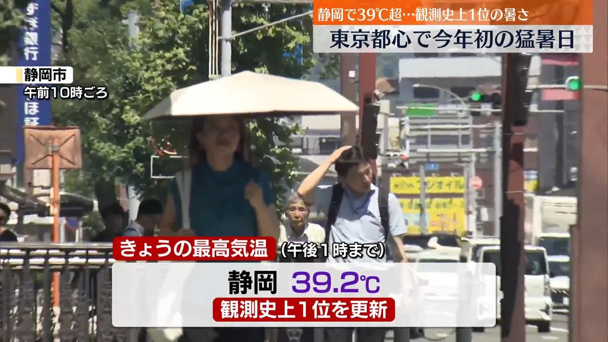 静岡で39℃超…観測史上1位の暑さ　東京都心もことし初の猛暑日　熱中症に厳重警戒