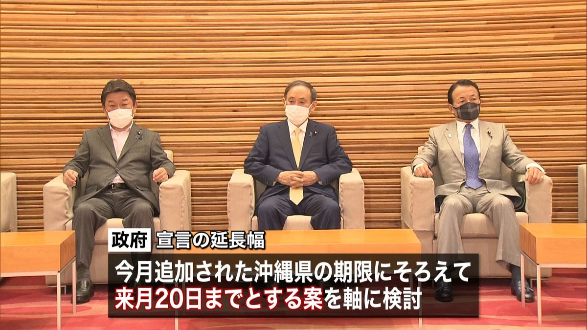 緊急事態　来月２０日まで延長案を軸に検討