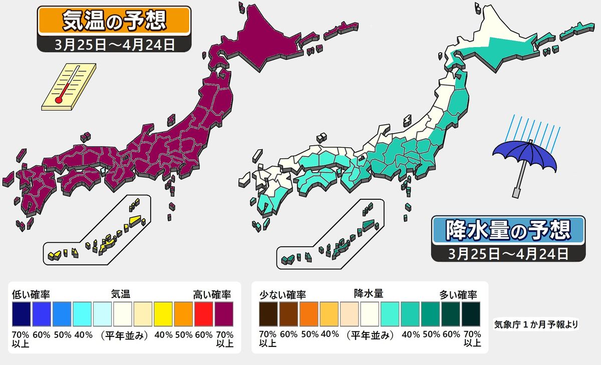 【1か月予報】4月にかけて高温傾向継続