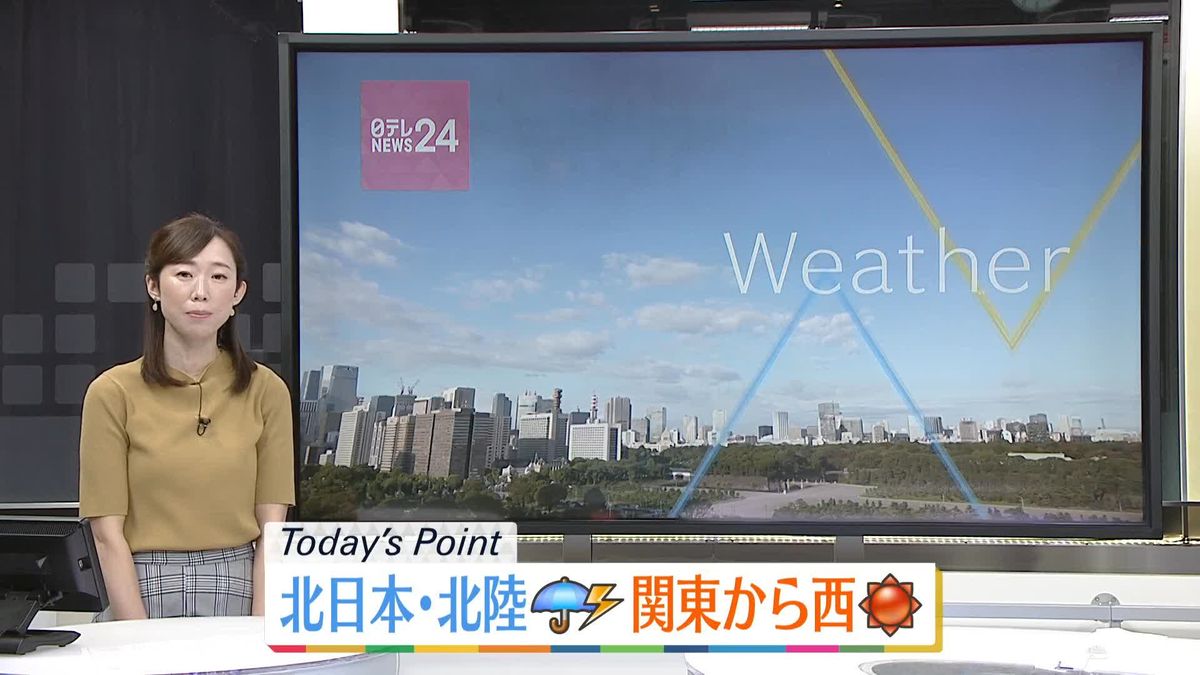 【天気】広く秋晴れも北日本の日本海側などで雨や雷雨